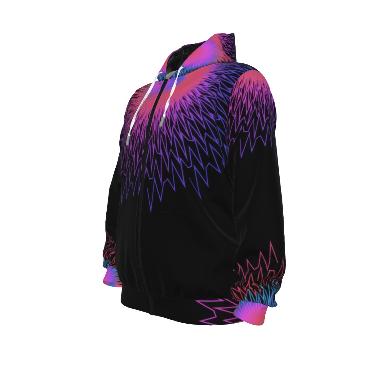 Crystal Cascade - All-Over Print Unisex Pullover Hoodie With Zipper Closure | 310GSM Cotton - Image 4