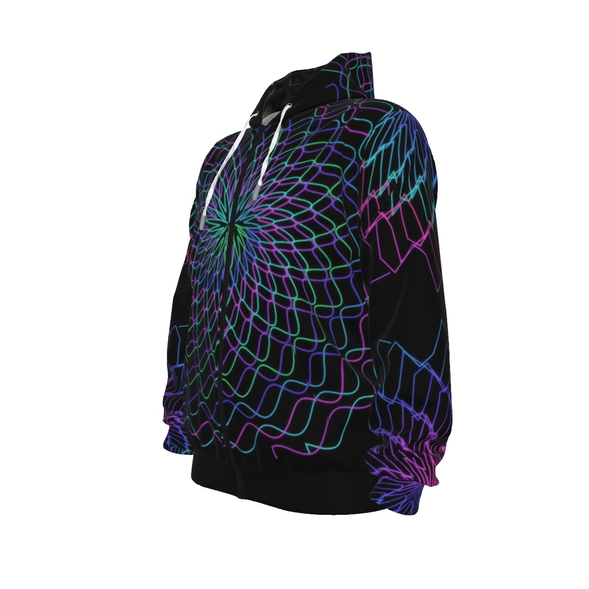 Holoswirl - All-Over Print Unisex Pullover Hoodie With Zipper Closure | 310GSM Cotton - Image 4