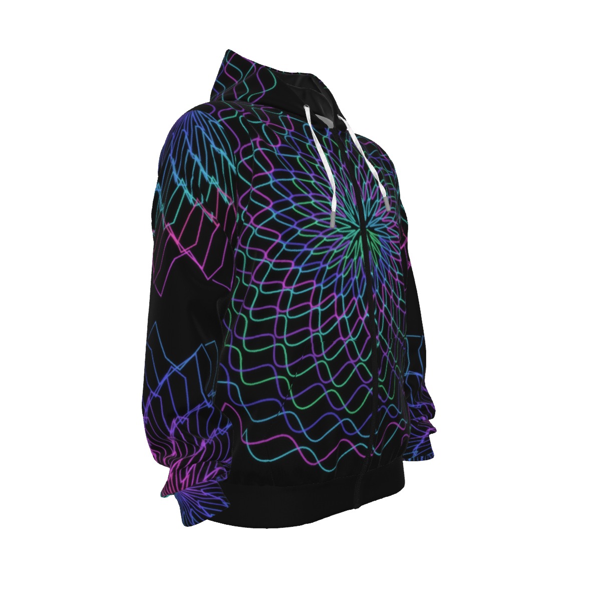 Holoswirl - All-Over Print Unisex Pullover Hoodie With Zipper Closure | 310GSM Cotton - Image 3