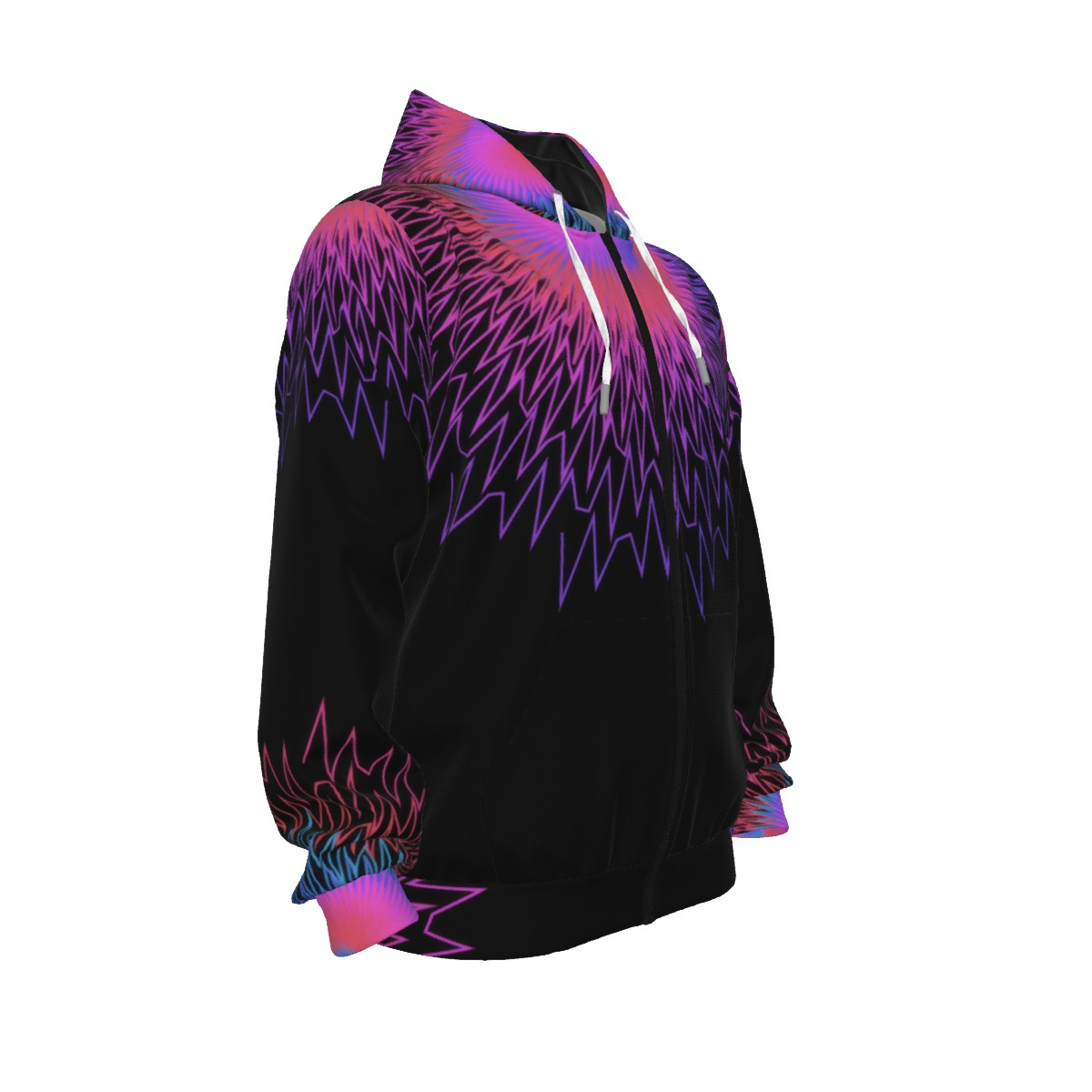 Crystal Cascade - All-Over Print Unisex Pullover Hoodie With Zipper Closure | 310GSM Cotton - Image 3
