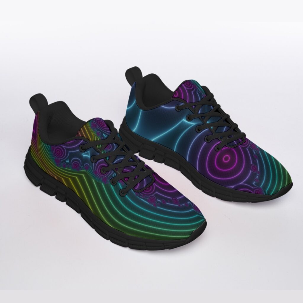 All-Over Print Men's Sports Shoes With Black Sole