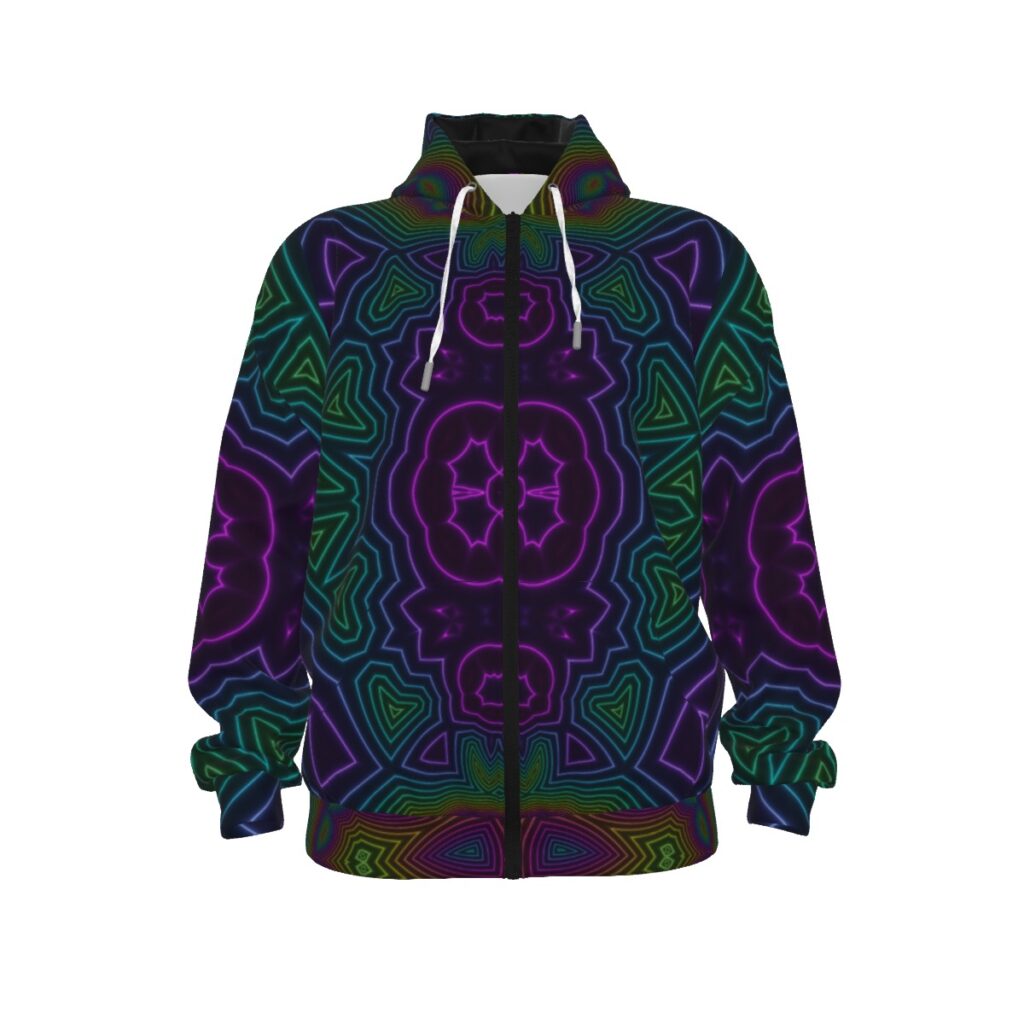 Acid Geometry -  All-Over Print Unisex Pullover Hoodie With Zipper Closure | 310GSM Cotton