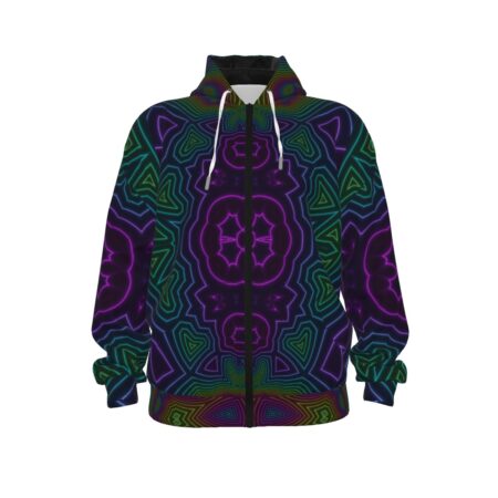 Acid Geometry -  All-Over Print Unisex Pullover Hoodie With Zipper Closure | 310GSM Cotton