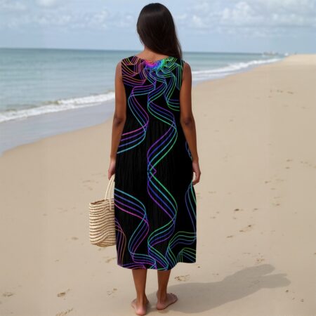 All-Over Print Women's Sleeveless Dress With Pocket|125GSM Slub Cotton